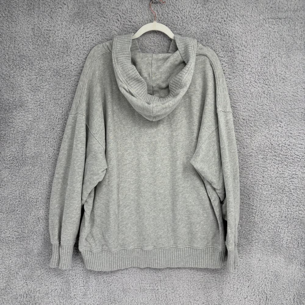 Aerie Down To Earth Henley Hoodie Size L Heather Gray Oversized V Neck Terry - Picture 8 of 8